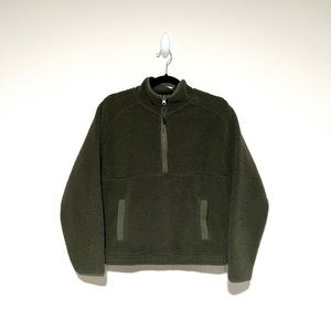 Boxercraft- Olive Green Sherpa Quarter Zip Pullover, Size Small